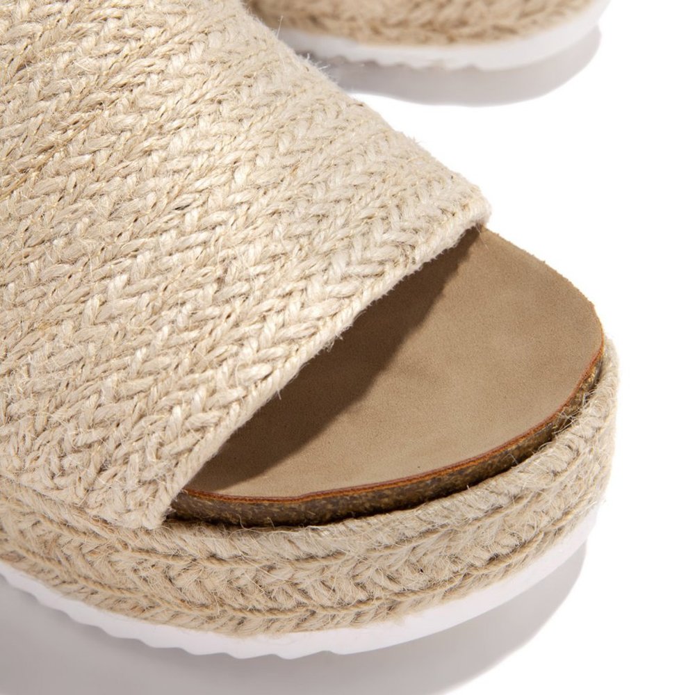 NEW🔥 Natural Jute Raffia Espadrille Slide Sandals Platform Wedge Heel Open Toe - Picture 9 of 11
